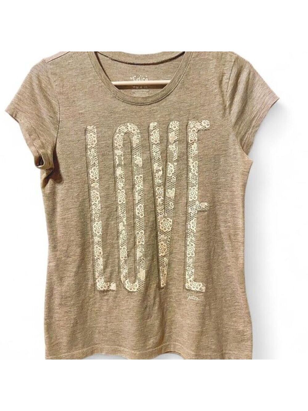 Justice Gray Love T-Shirt Size 16